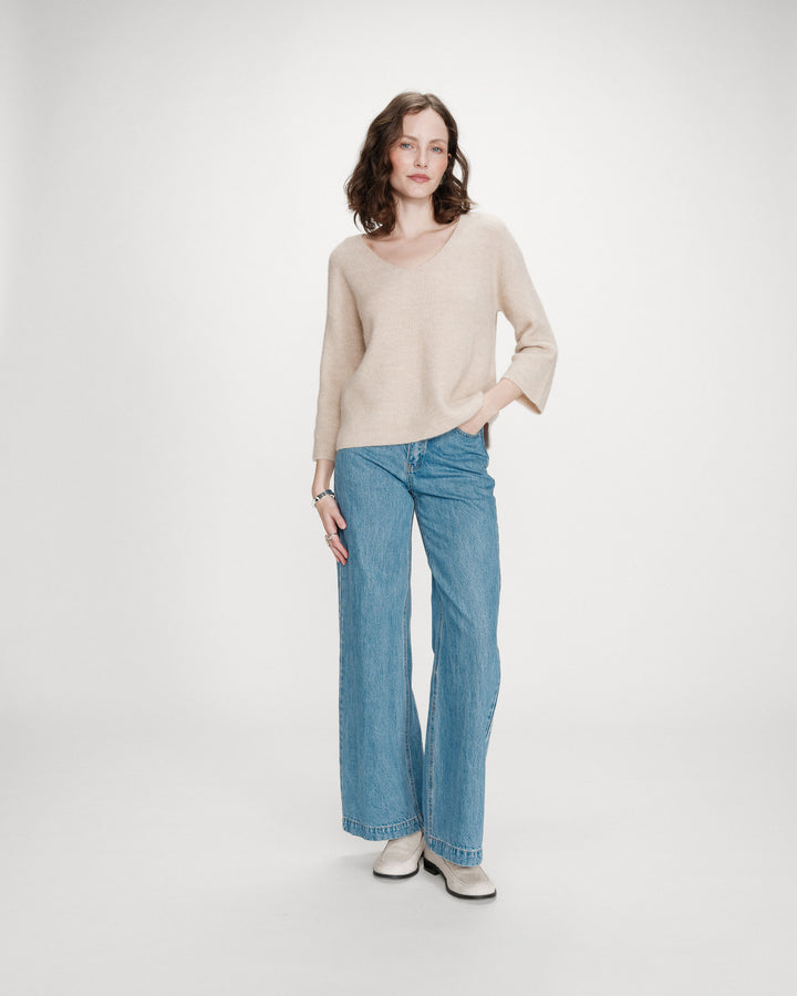 Jersey oversize mangas 3/4 beige Vicenzo