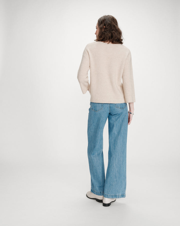 Jersey oversize mangas 3/4 beige Vicenzo