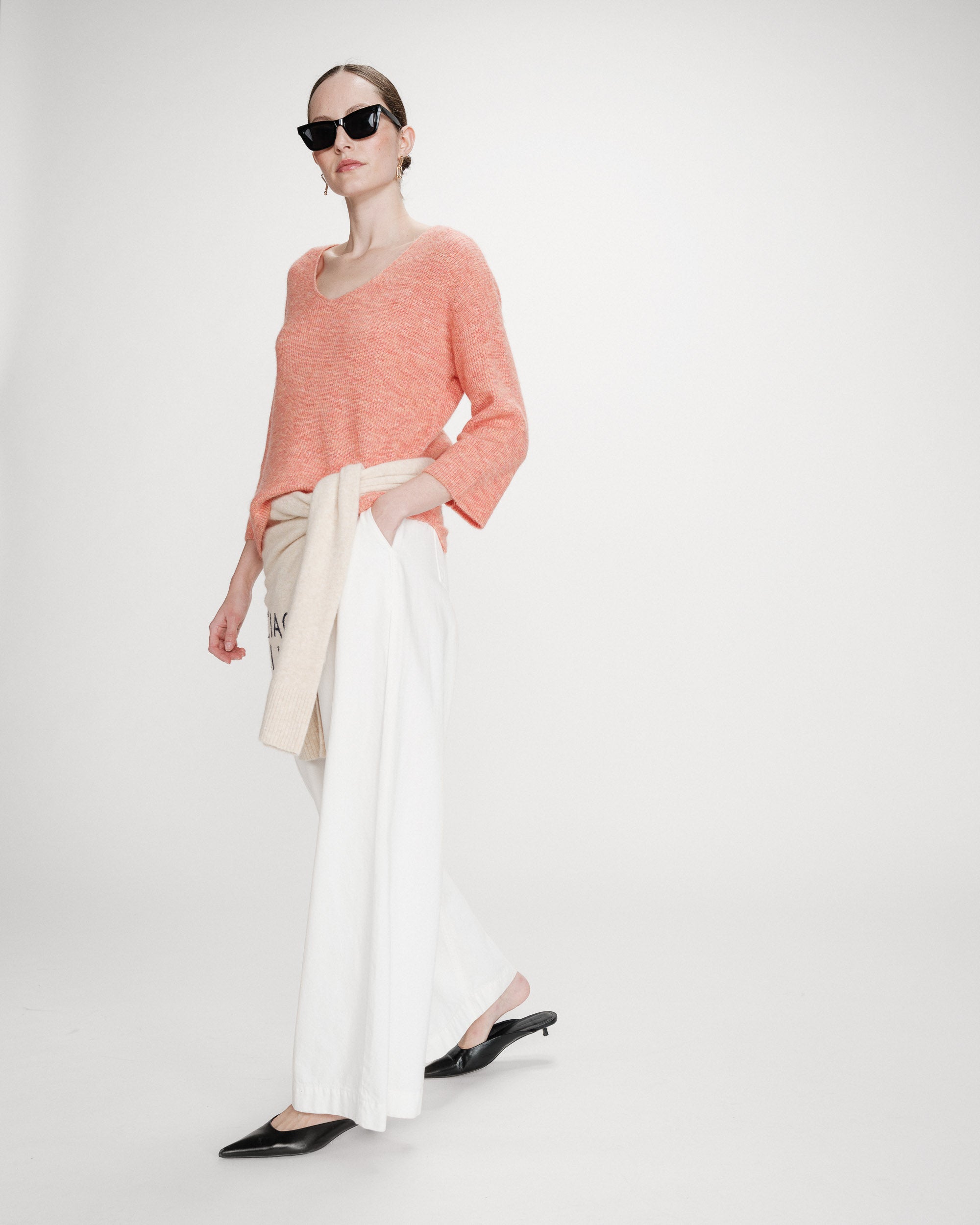 Pull à manches 3/4 corail Vicenzo