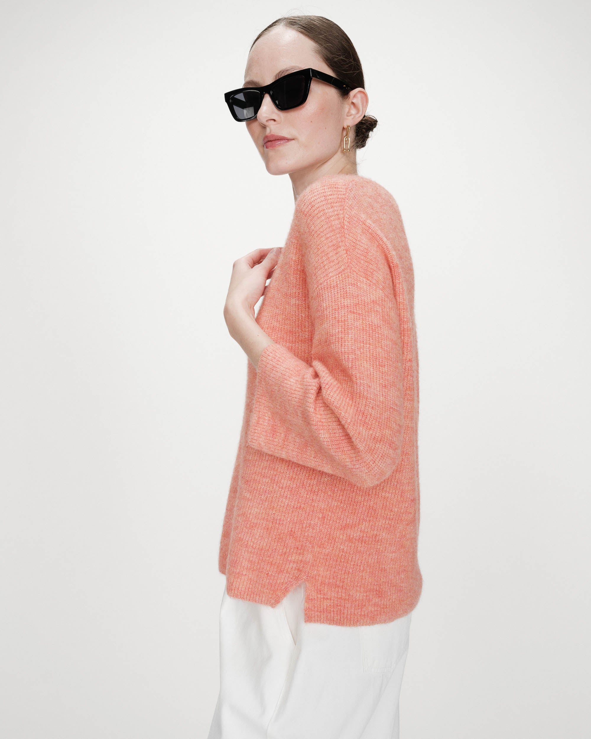 Pull à manches 3/4 corail Vicenzo