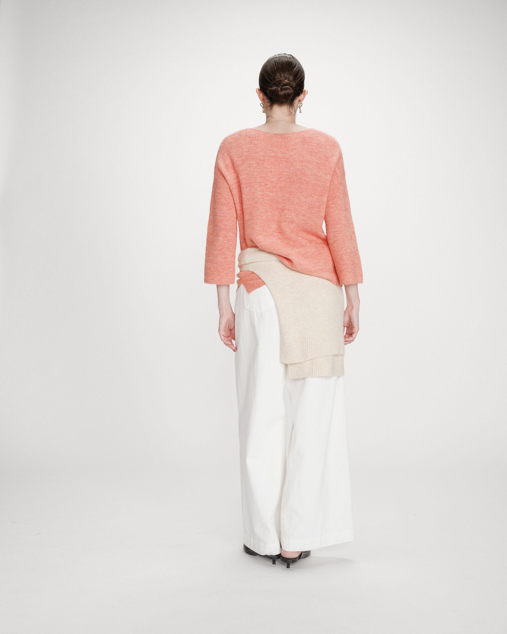 Pull à manches 3/4 corail Vicenzo