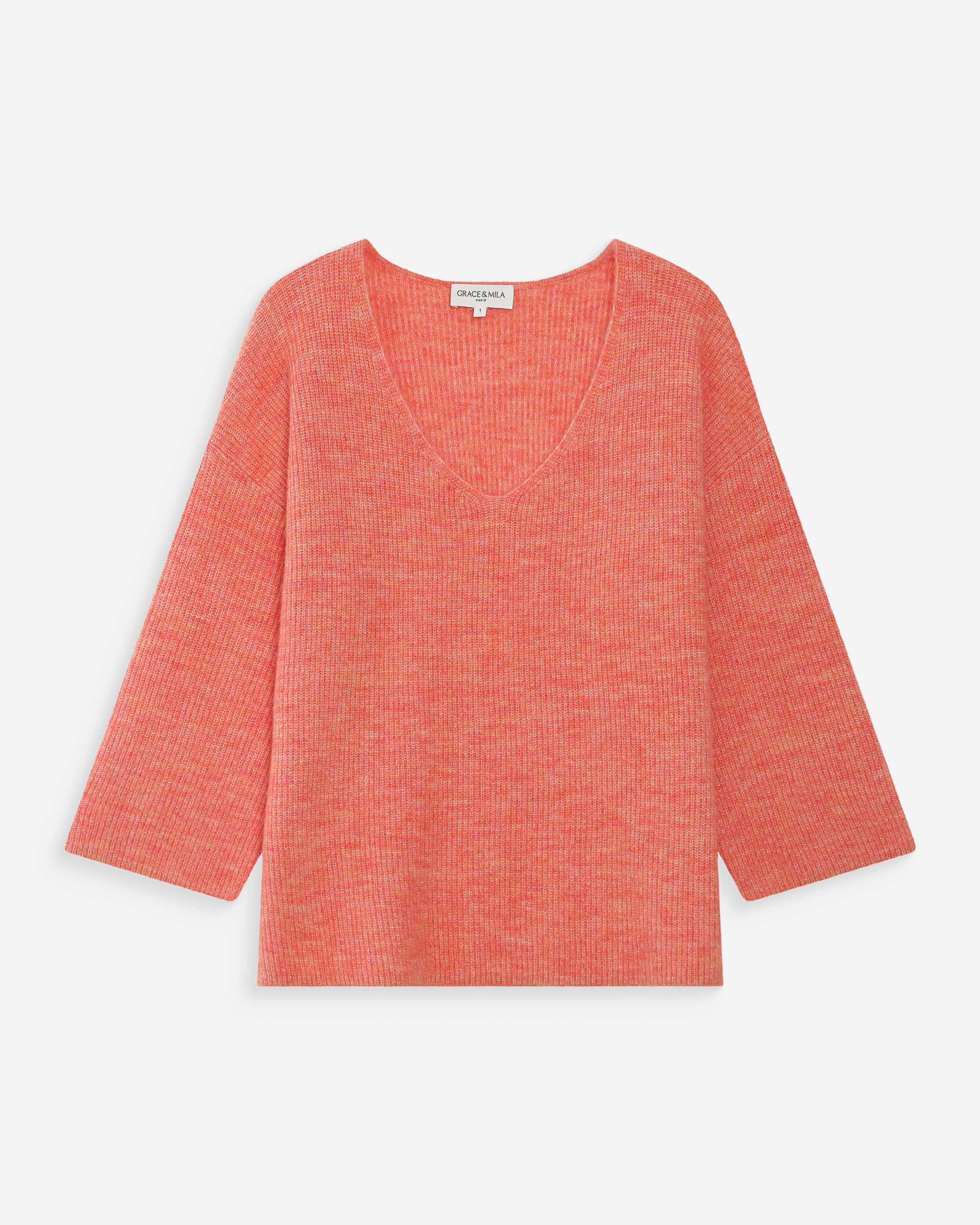 Pull à manches 3/4 corail Vicenzo