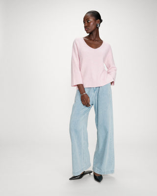 Pull à manches 3/4 rose Vicenzo