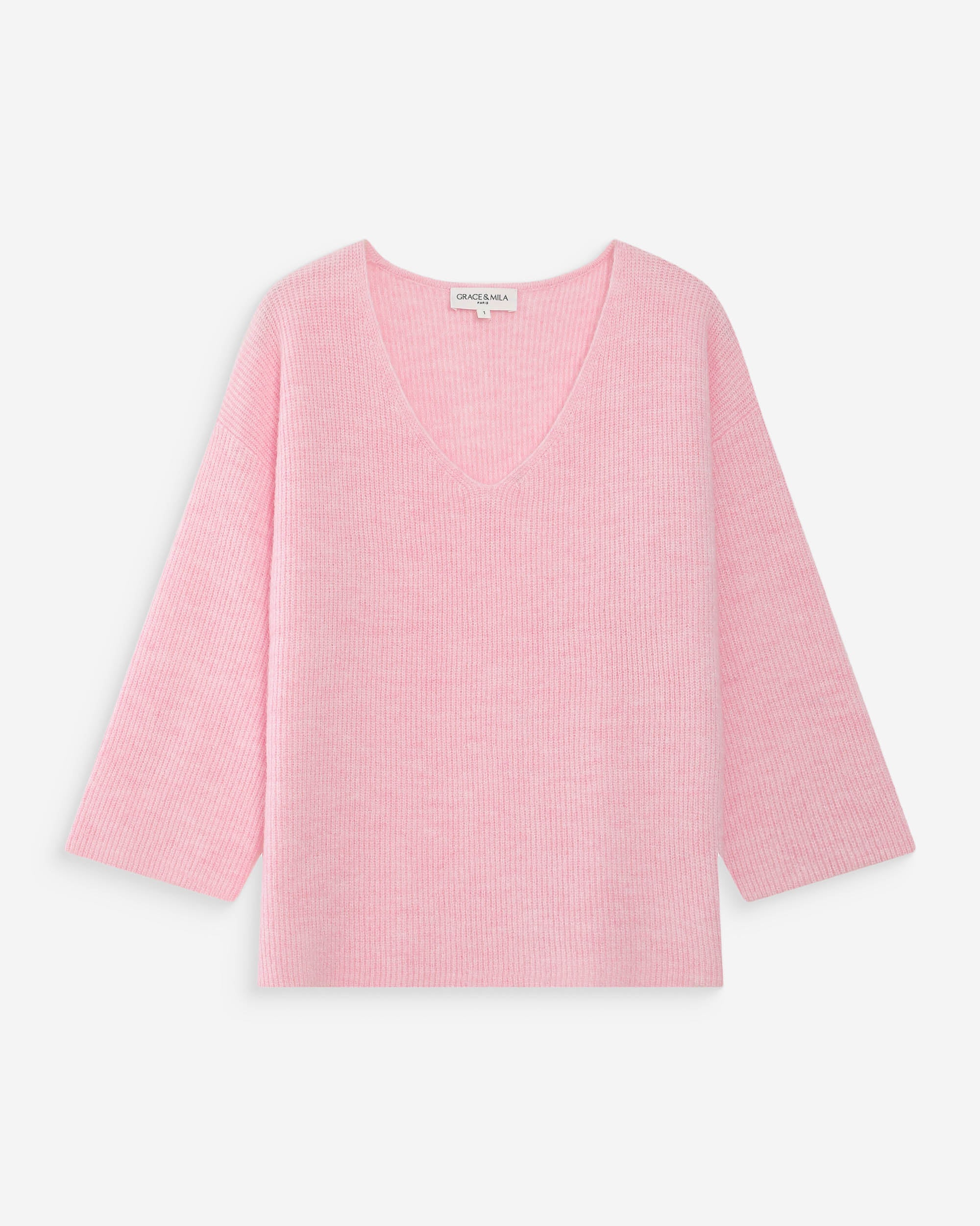 Pull à manches 3/4 rose Vicenzo