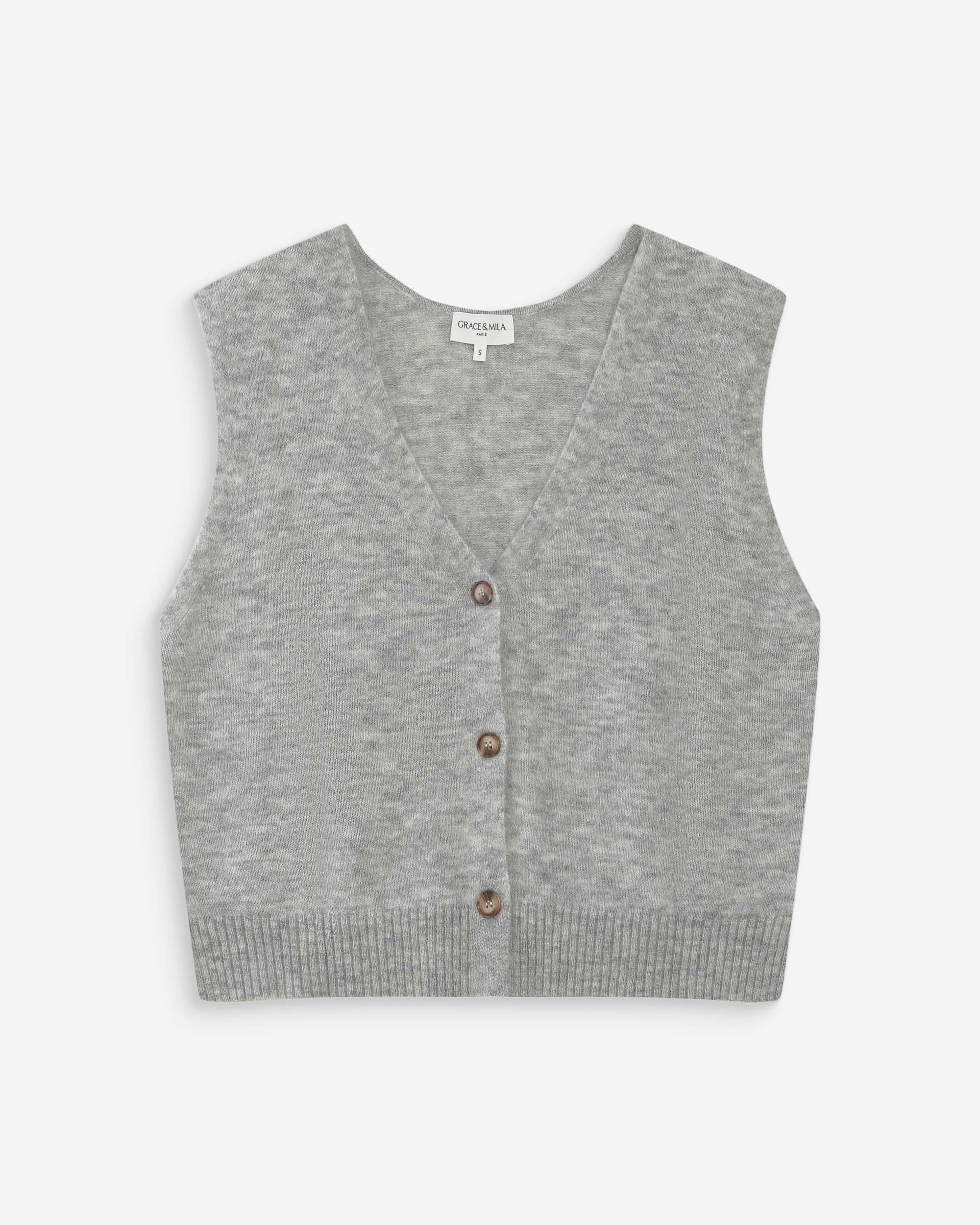 Cardigan sans manches gris Nars