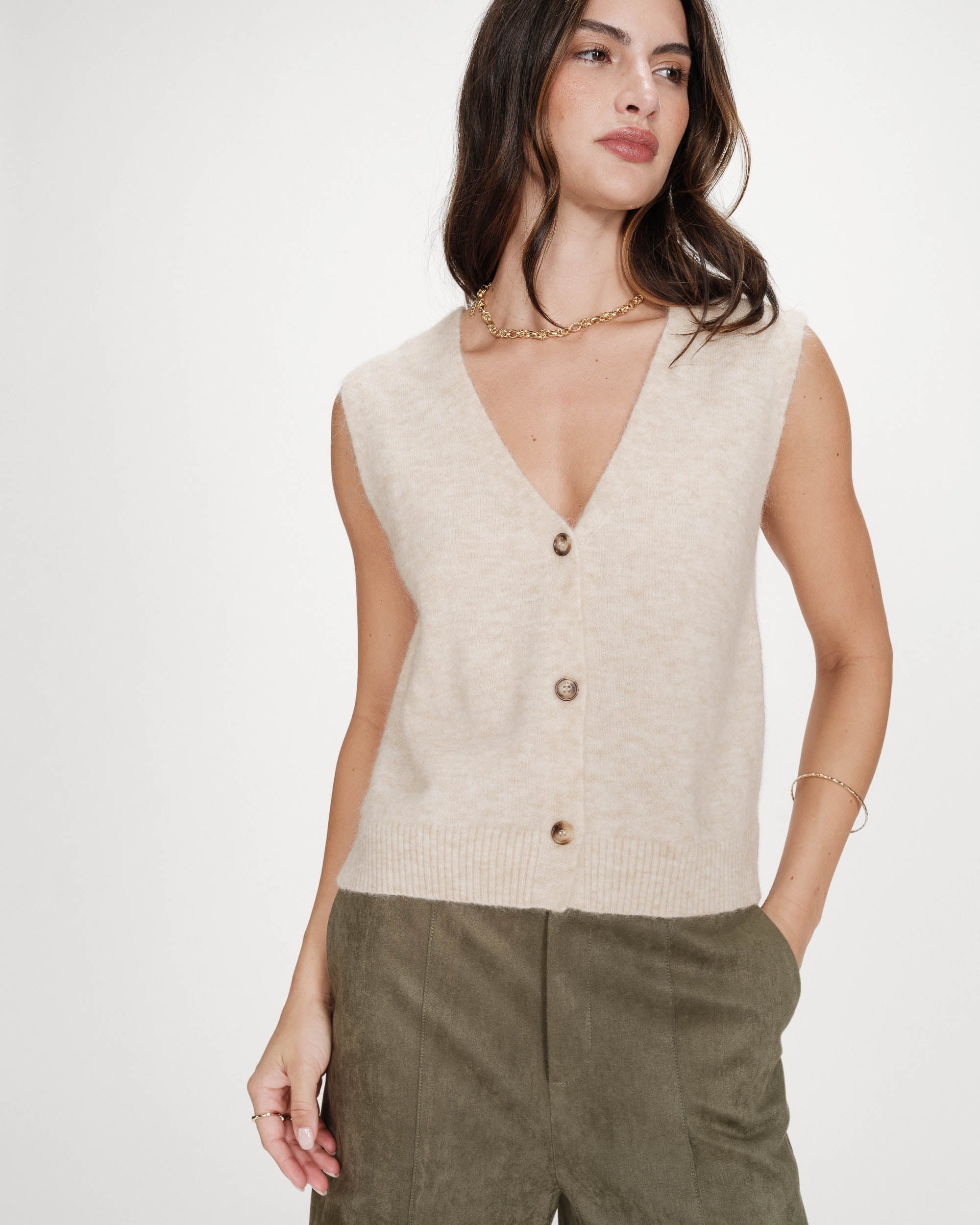 Cardigan sans manches sable Nars