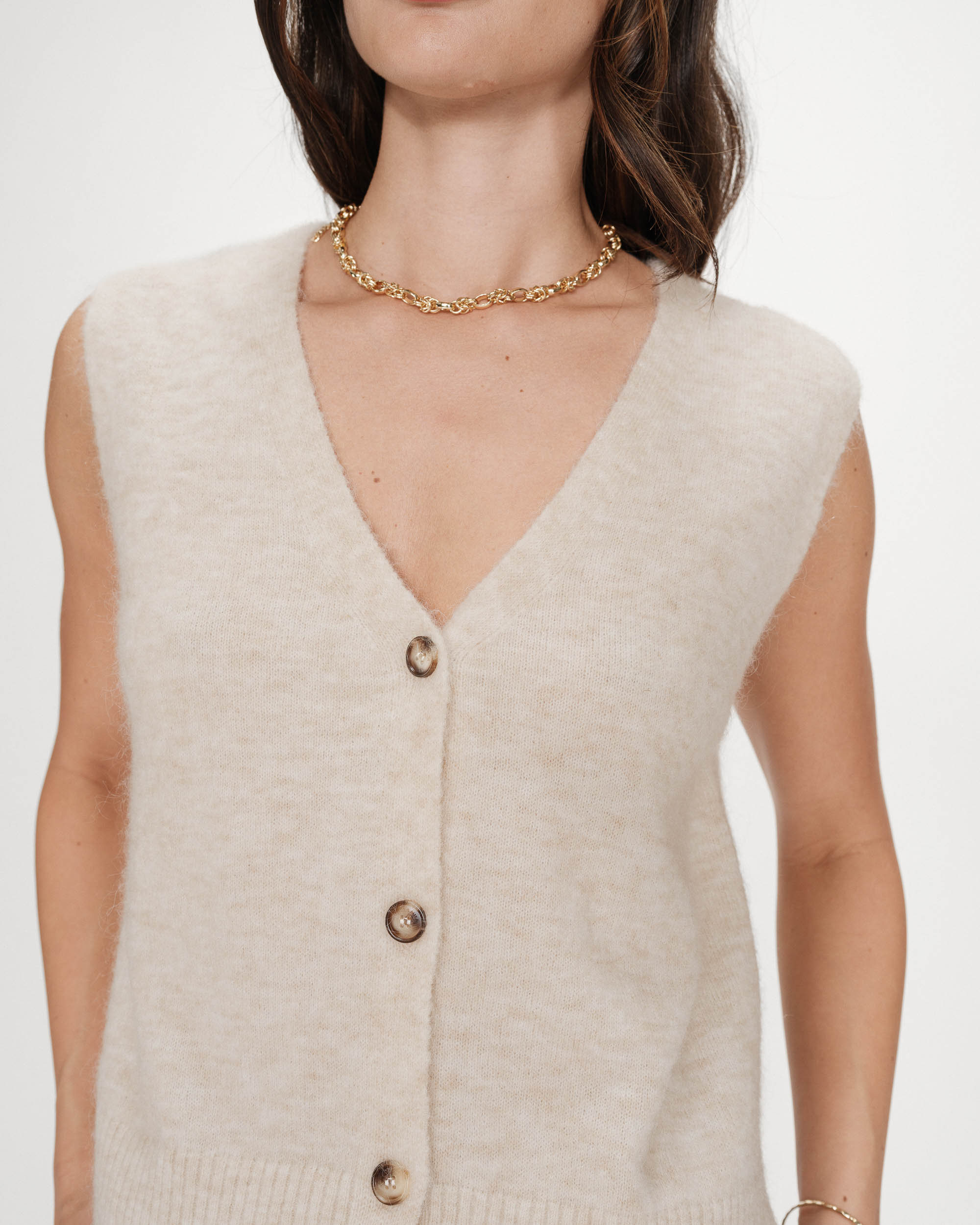 Cardigan sans manches sable Nars