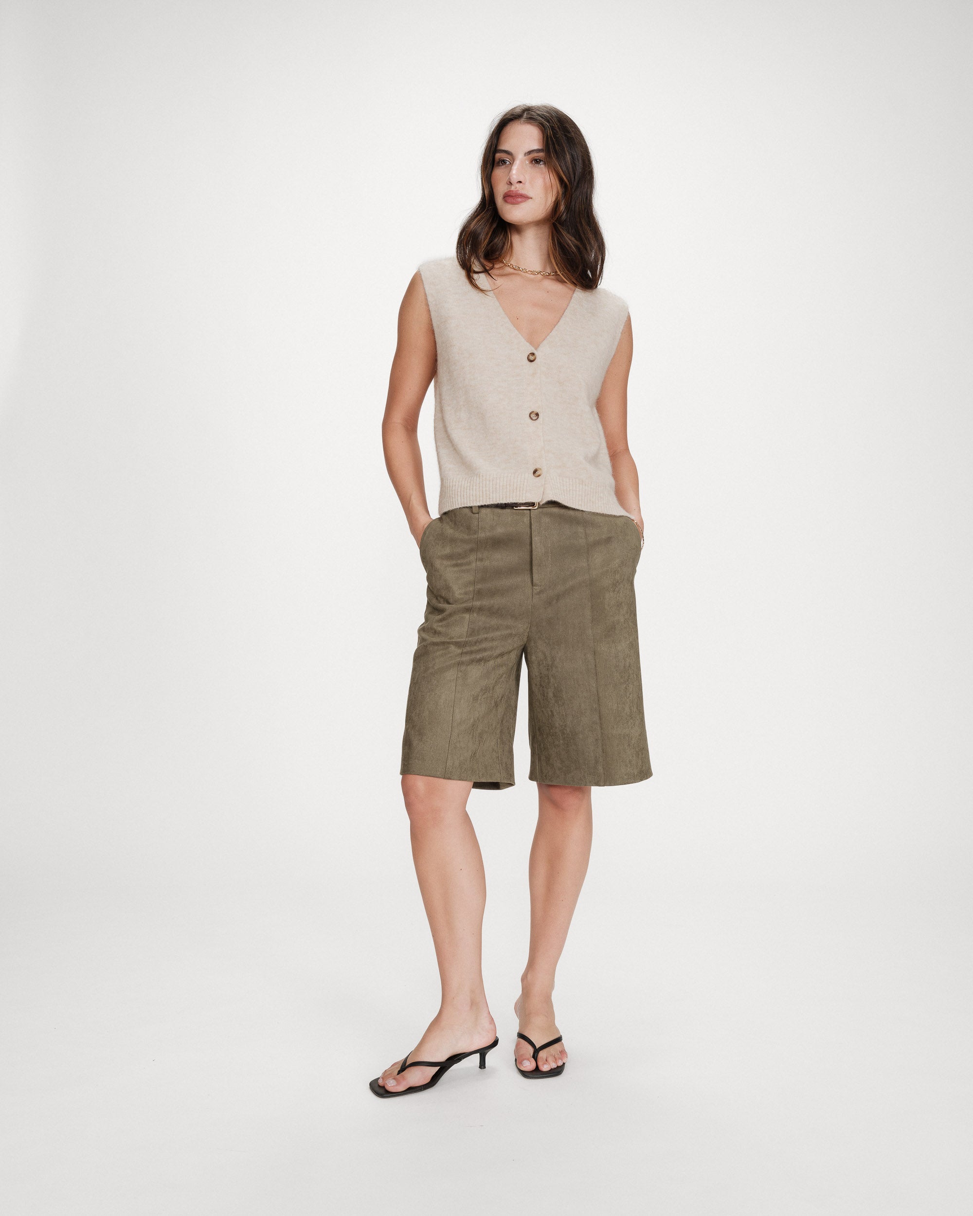 Cardigan sans manches sable Nars