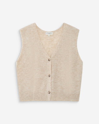Cardigan sans manches boutonné col V sable Nars