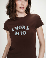 Camiseta ajustada de algodón chocolat Valerio