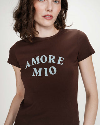 T-shirt ajusté en coton à imprimé velours chocolat Valerio