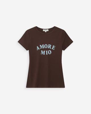 T-shirt ajusté en coton à imprimé velours chocolat Valerio