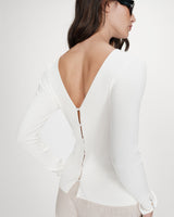 Cardigan ajusté col V ivoire Volage