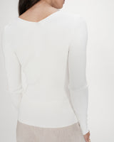 Cardigan ajusté col V ivoire Volage