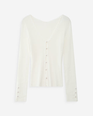 Cardigan ajusté col V ivoire Volage