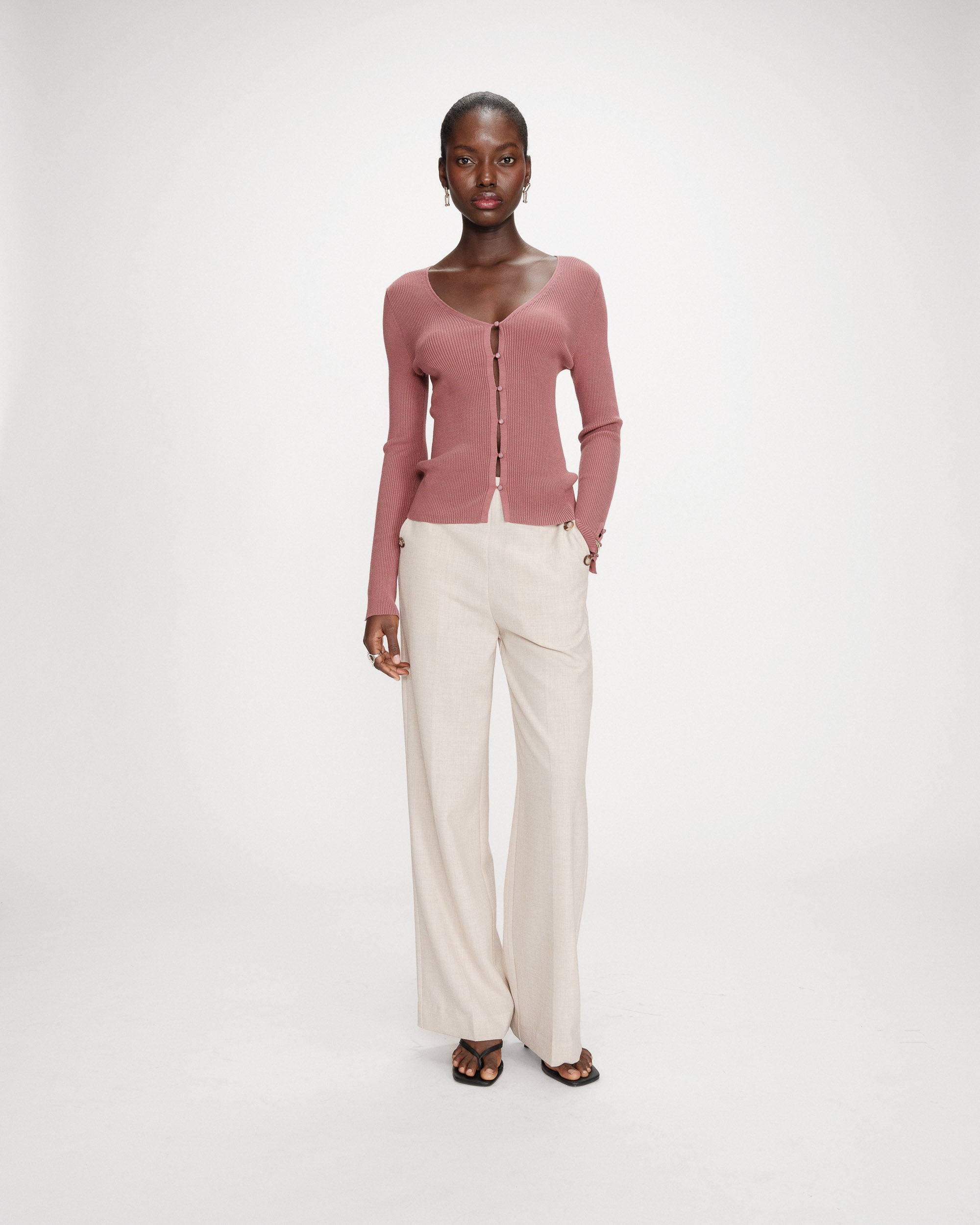 Fitted V-neck cardigan terracotta Volage