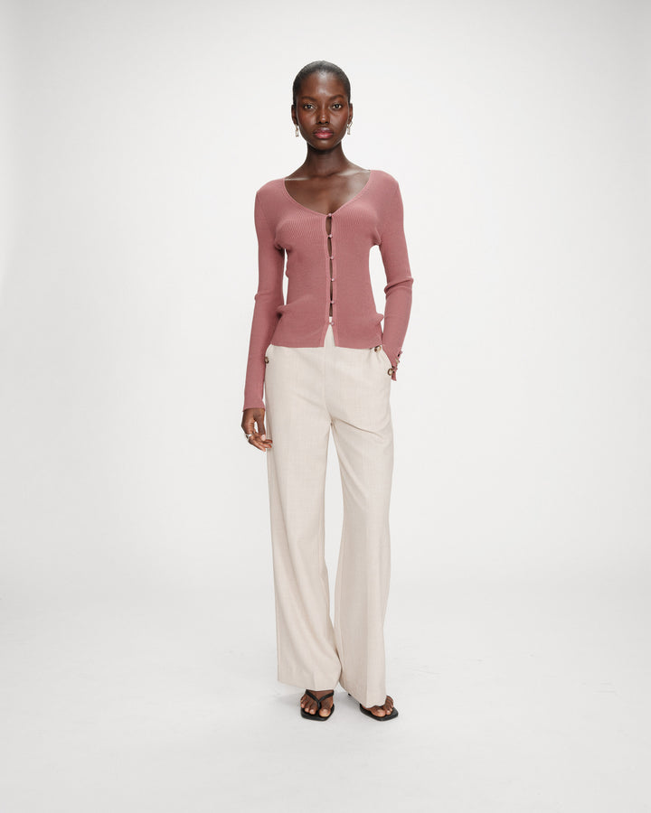 Fitted V-neck cardigan terracotta Volage