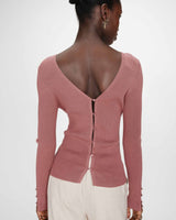 Cardigan ajusté col V terracotta Volage