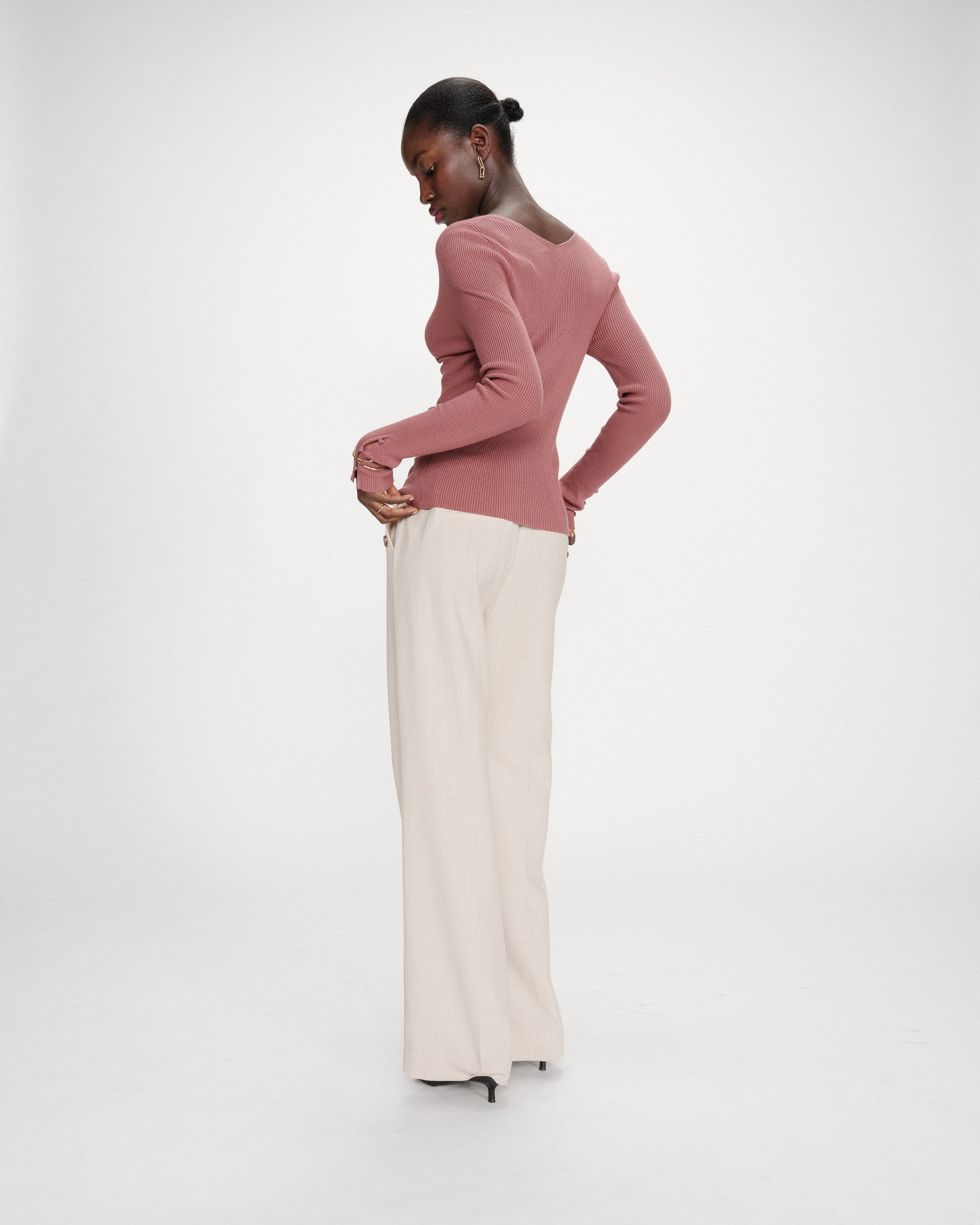 Fitted V-neck cardigan terracotta Volage