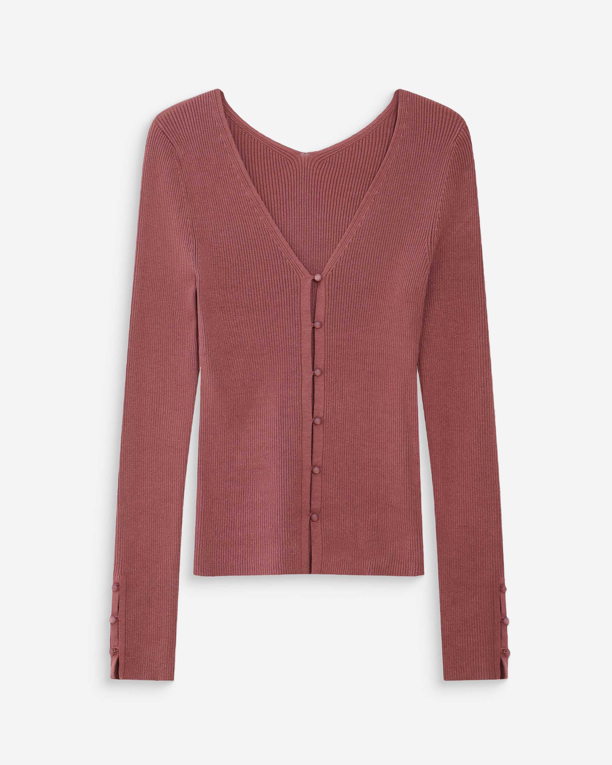 Fitted V-neck cardigan terracotta Volage