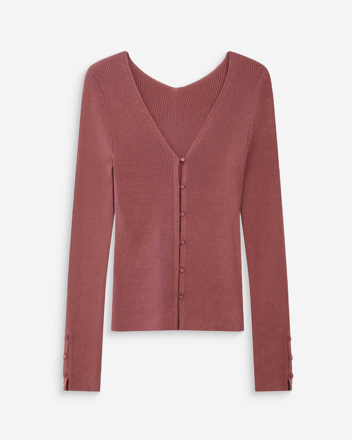 Fitted V-neck cardigan terracotta Volage