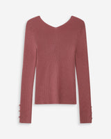 Cardigan ajusté col V terracotta Volage