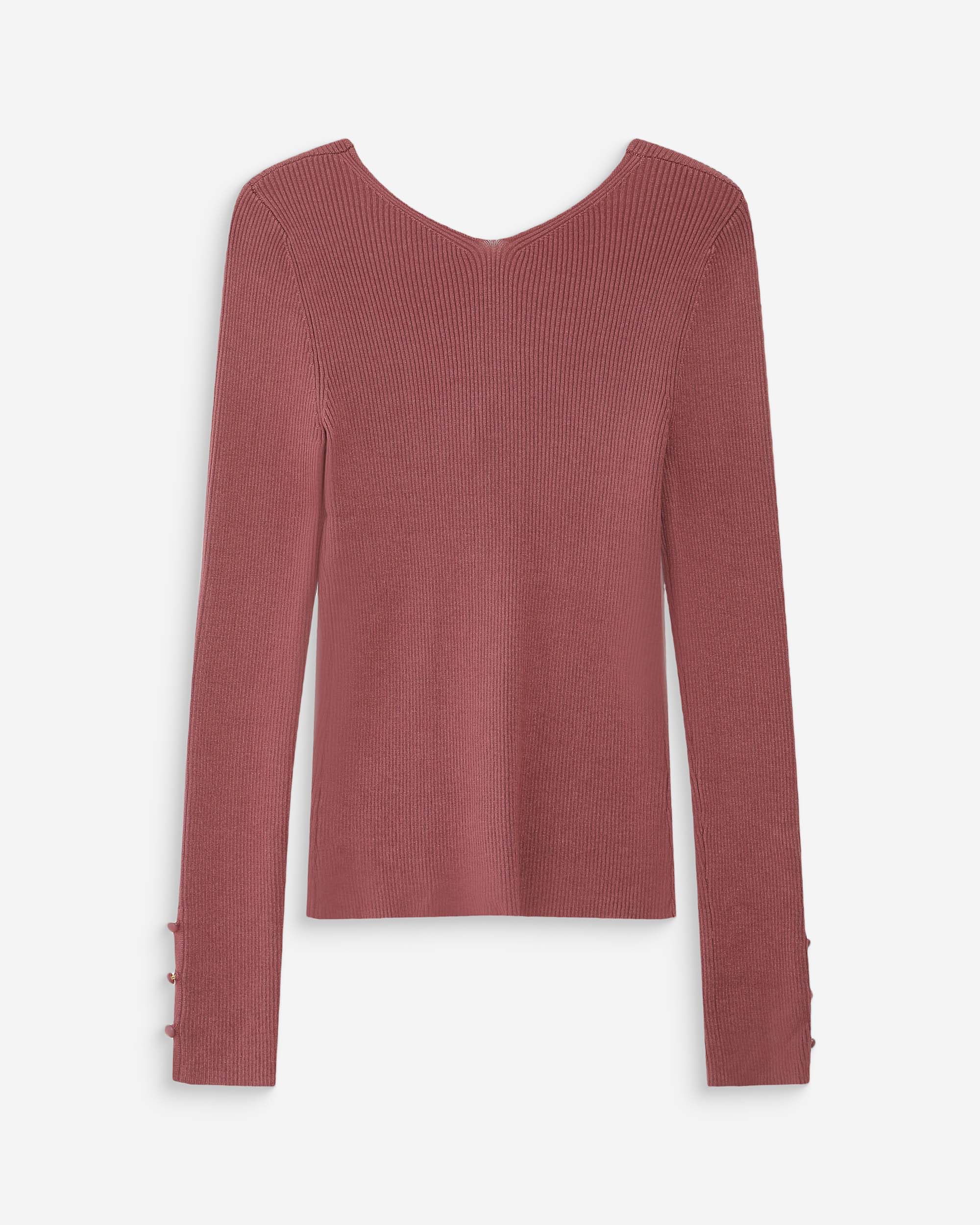 Cardigan ajusté col V terracotta Volage