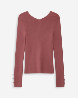 Cardigan ajusté col V terracotta Volage