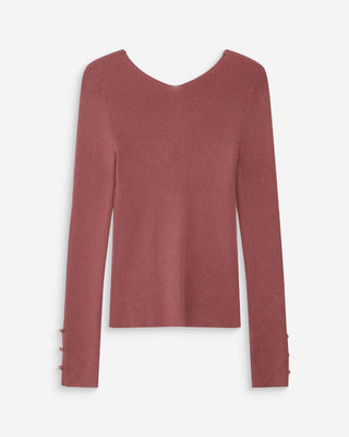 Cardigan ajusté col V terracotta Volage