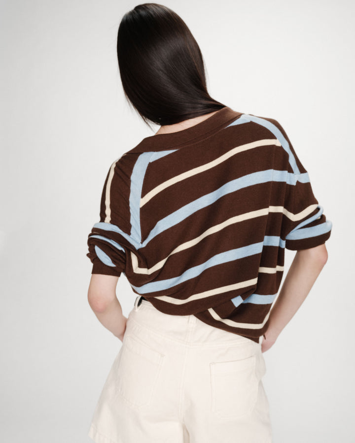 Jersey oversize con cuello polo chocolat Vaporetto