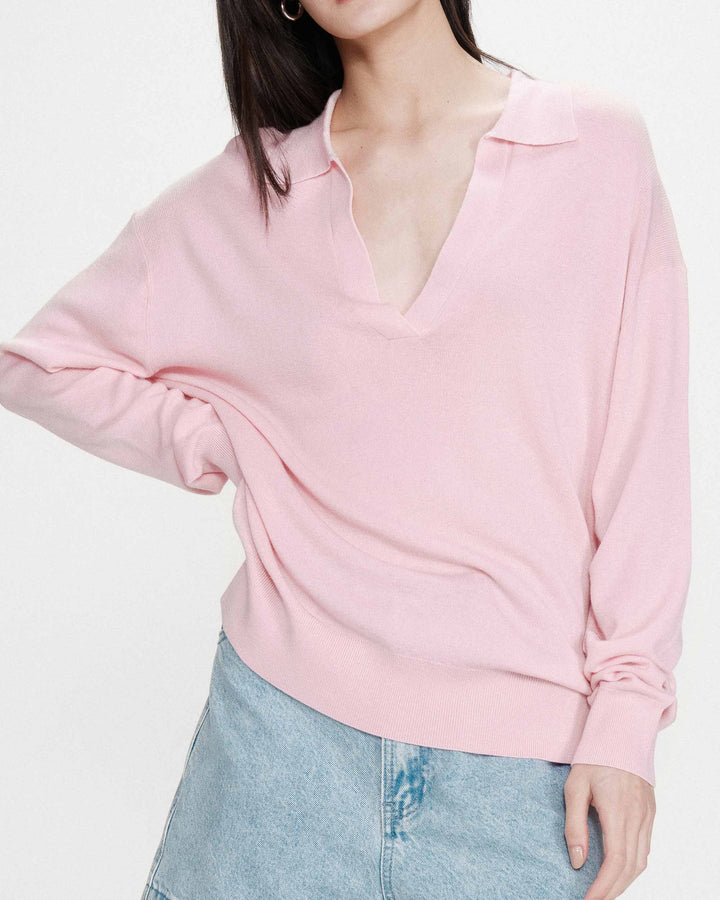 Jersey oversize con cuello polo rose Vaporetto