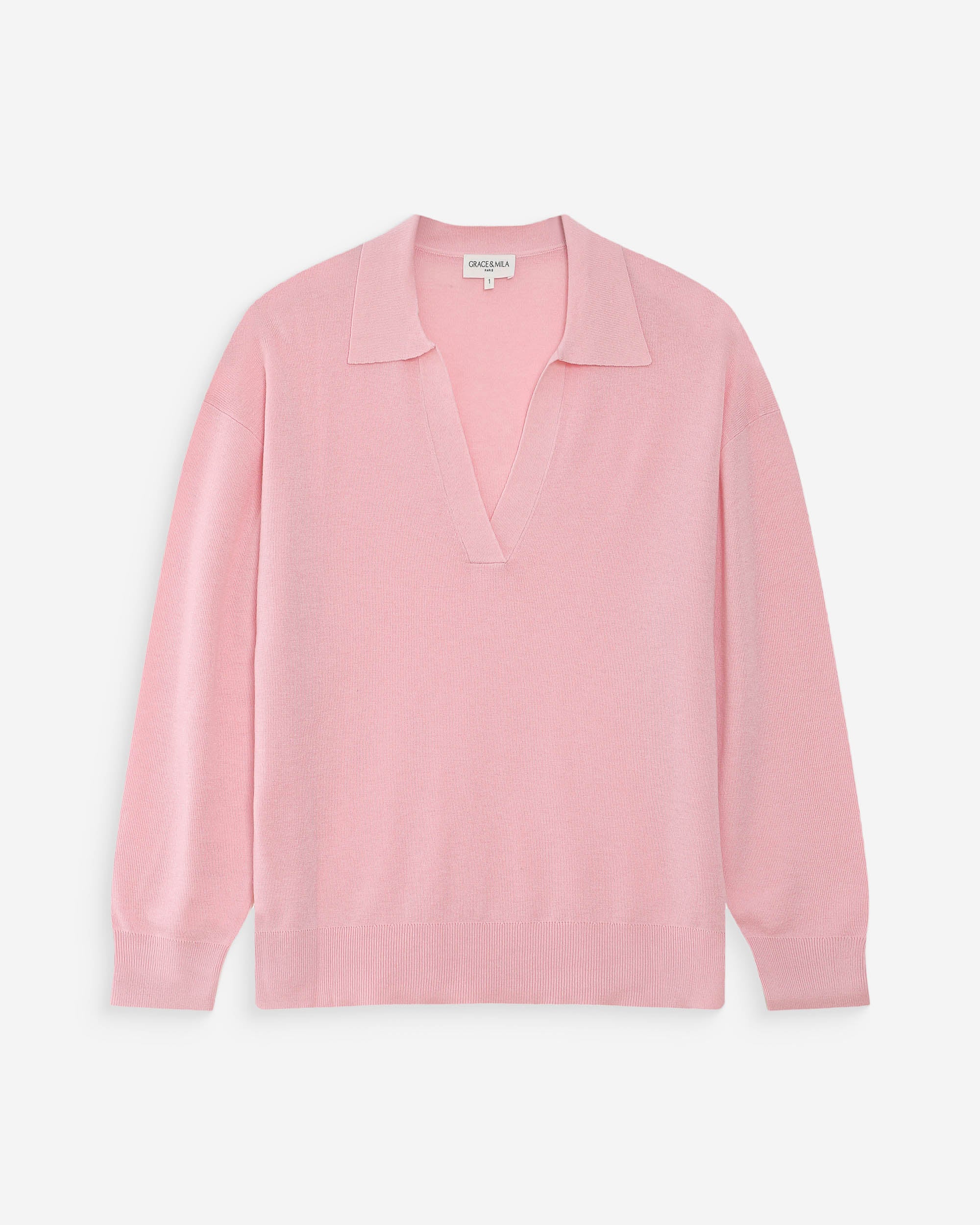 Jersey oversize con cuello polo rose Vaporetto
