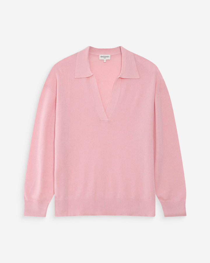 Jersey oversize con cuello polo rose Vaporetto