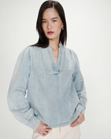 Blouse droite en denim skyblue Valory