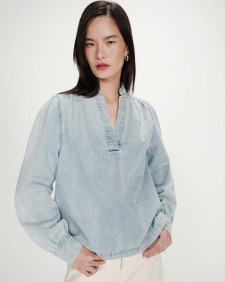 Blouse droite en denim skyblue Valory