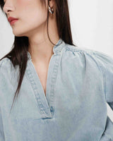 Blouse droite en denim skyblue Valory