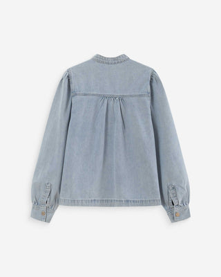 Blouse droite en denim skyblue Valory