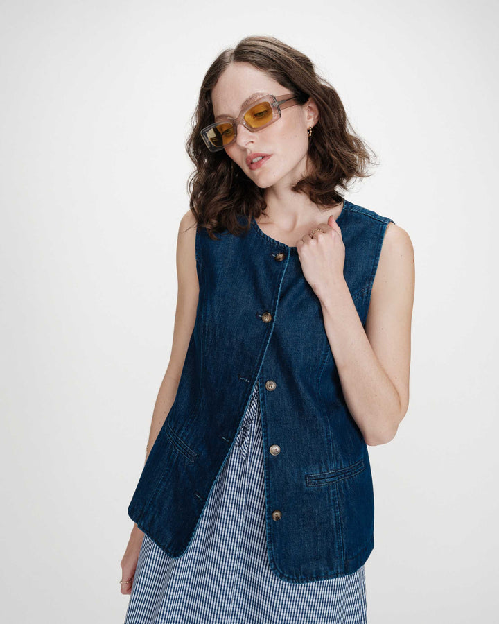 Veste cintrée en jean mediumblue Vallon