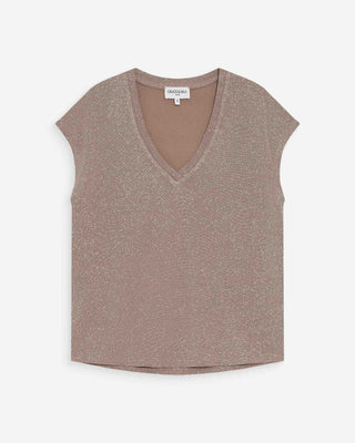 Top col V en lurex grege Valsons