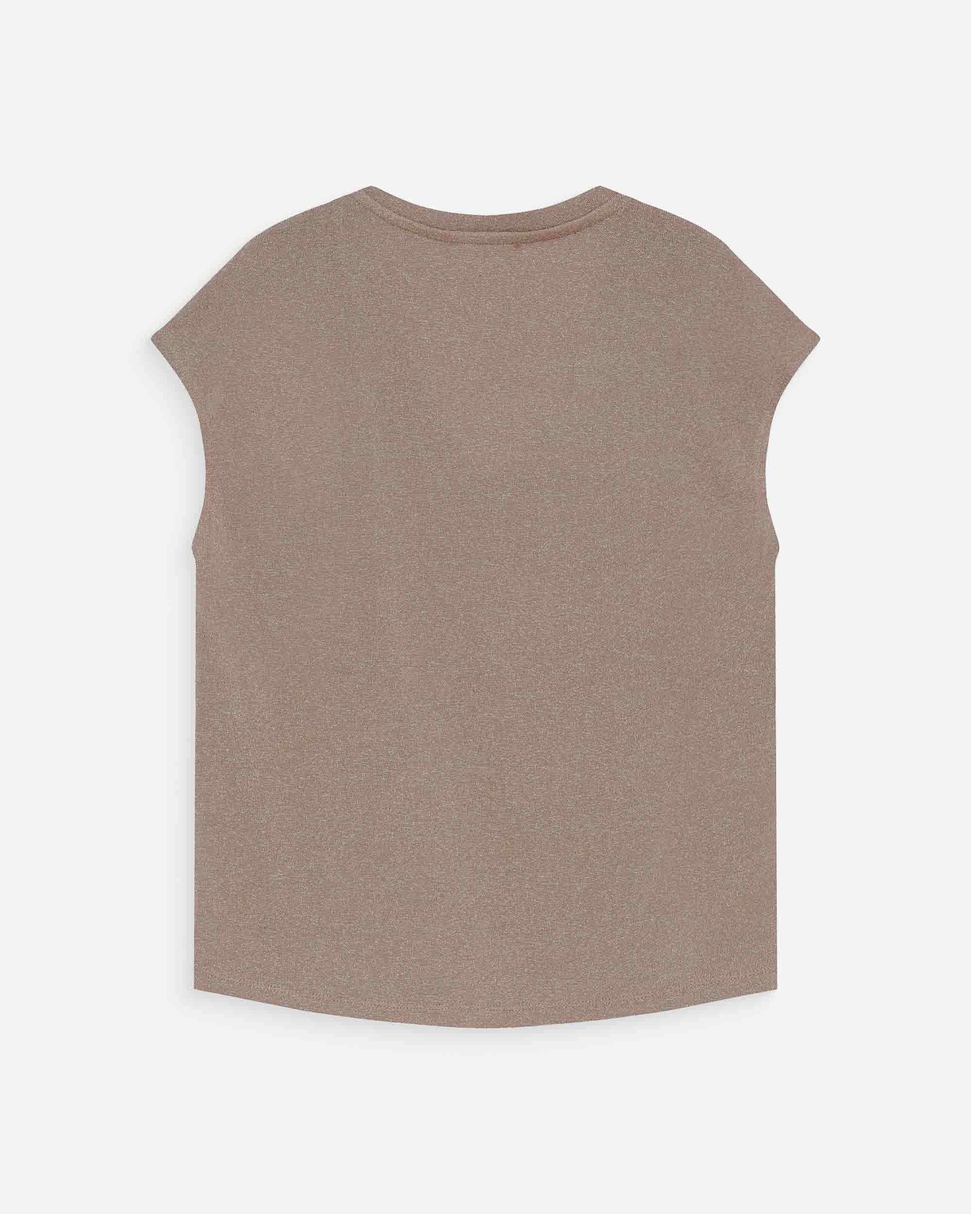 V-neck short-sleeve lurex top grege Valsons