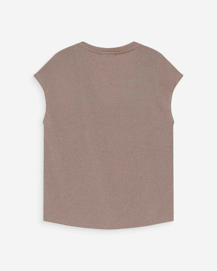 V-neck short-sleeve lurex top grege Valsons