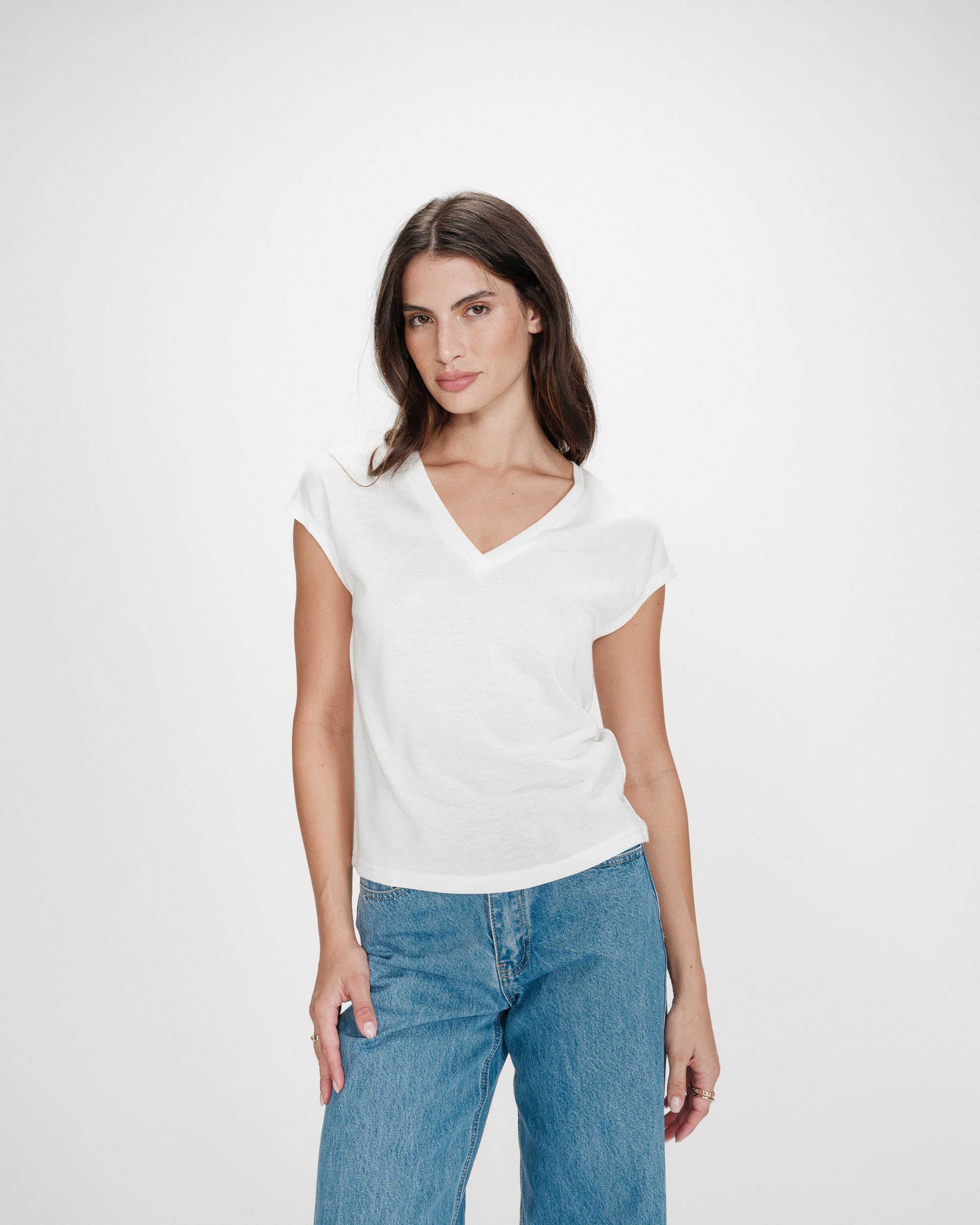 Top col V en lurex ivoire Valsons