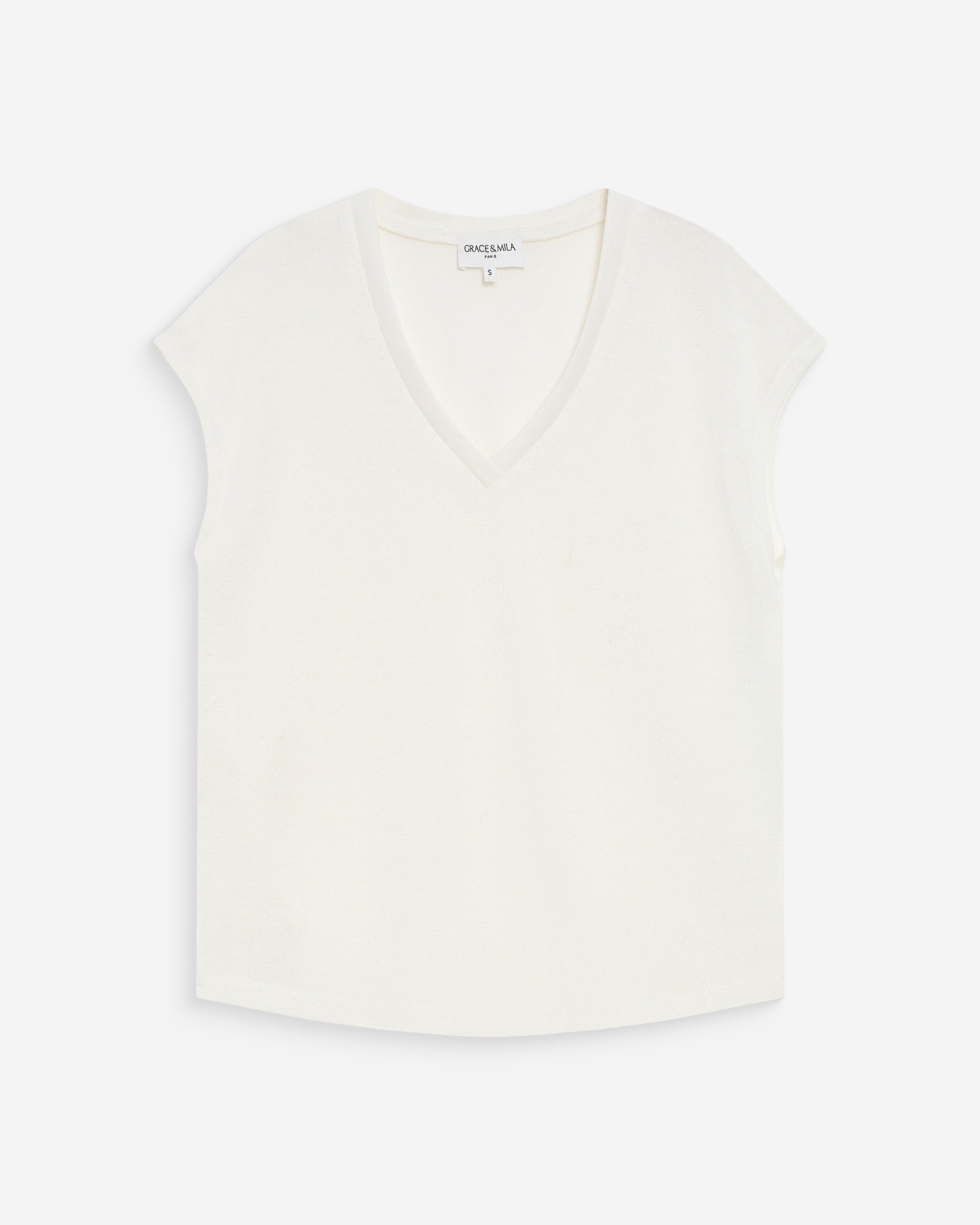 Top col V en lurex ivoire Valsons