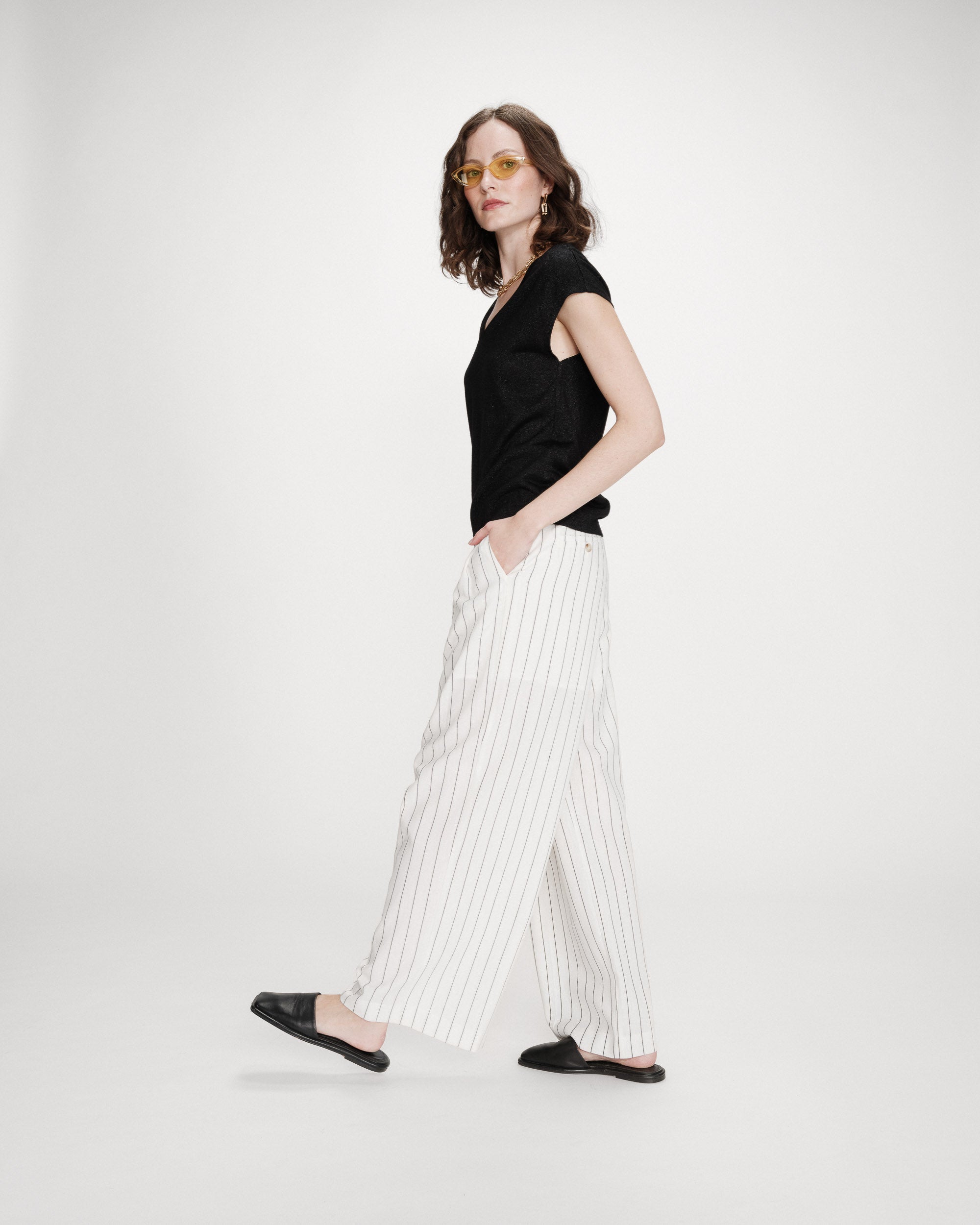 Top col V en lurex noir Valsons