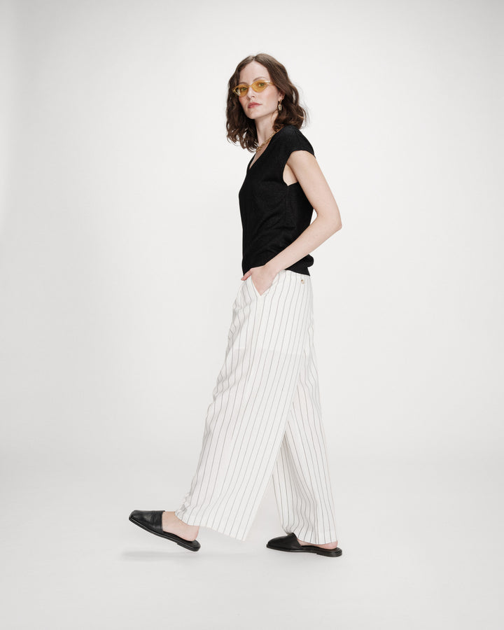 Top col V en lurex noir Valsons