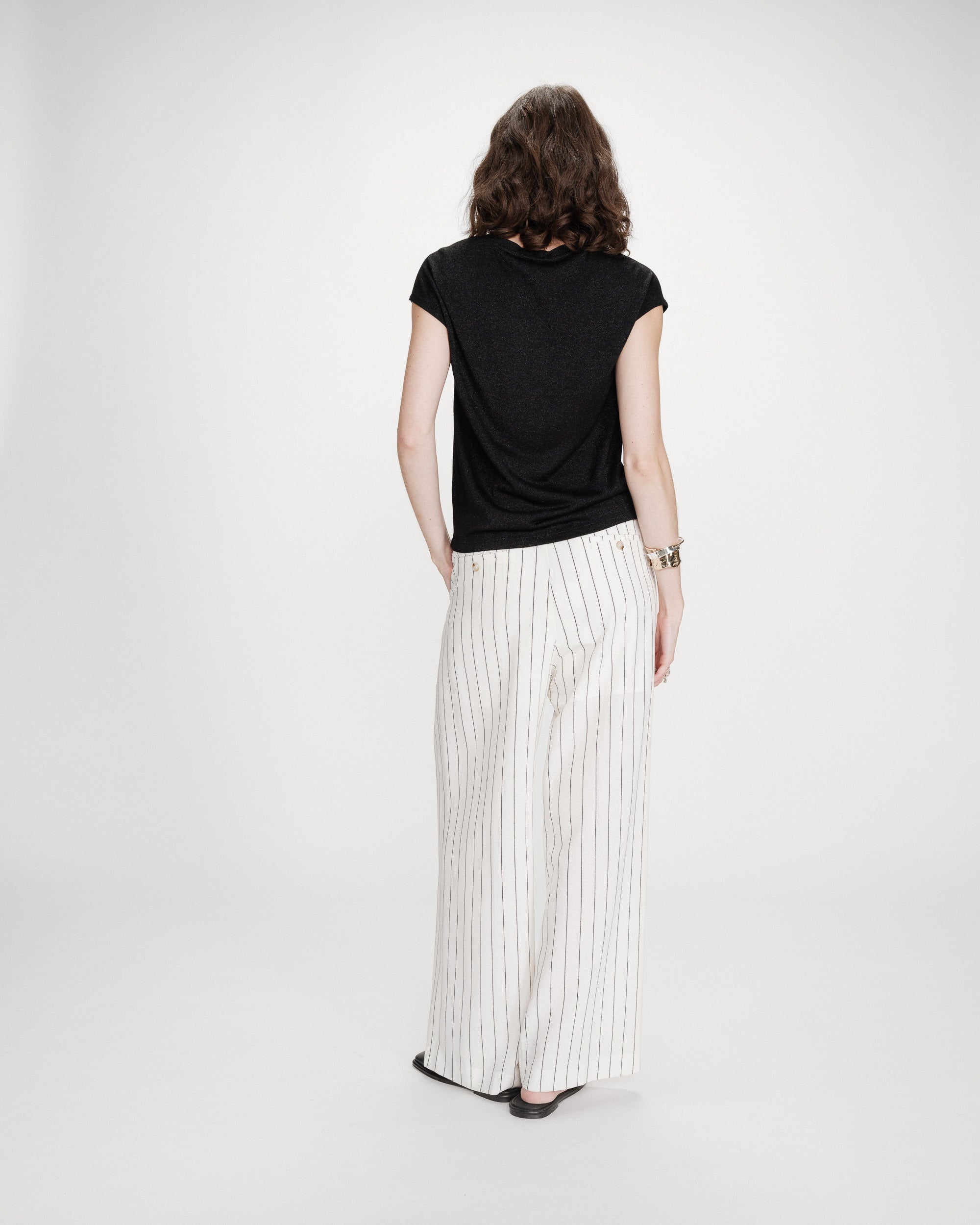 Top col V en lurex noir Valsons