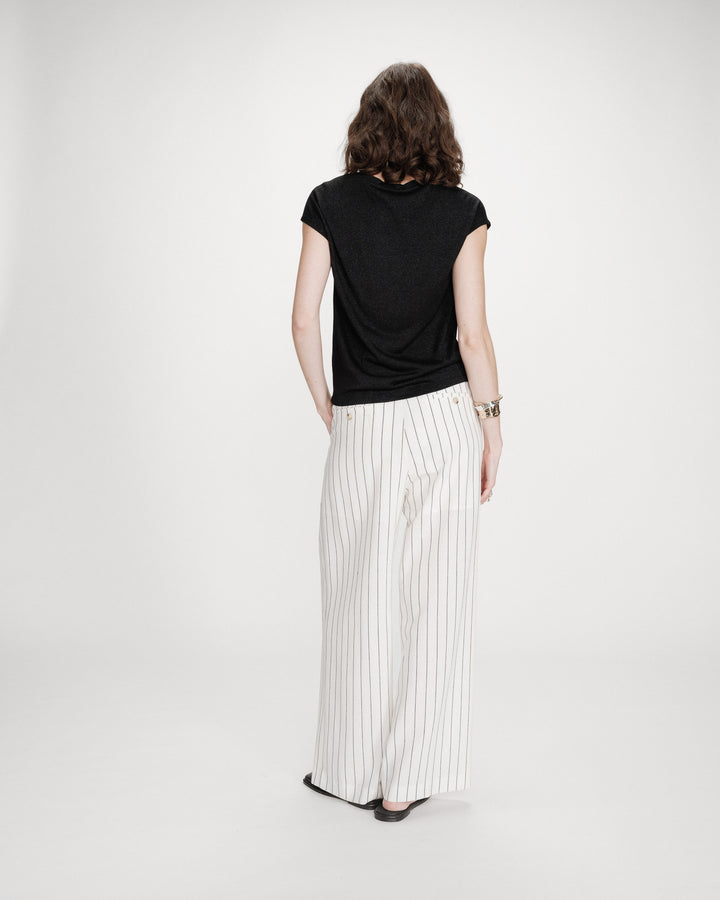 Top col V en lurex noir Valsons