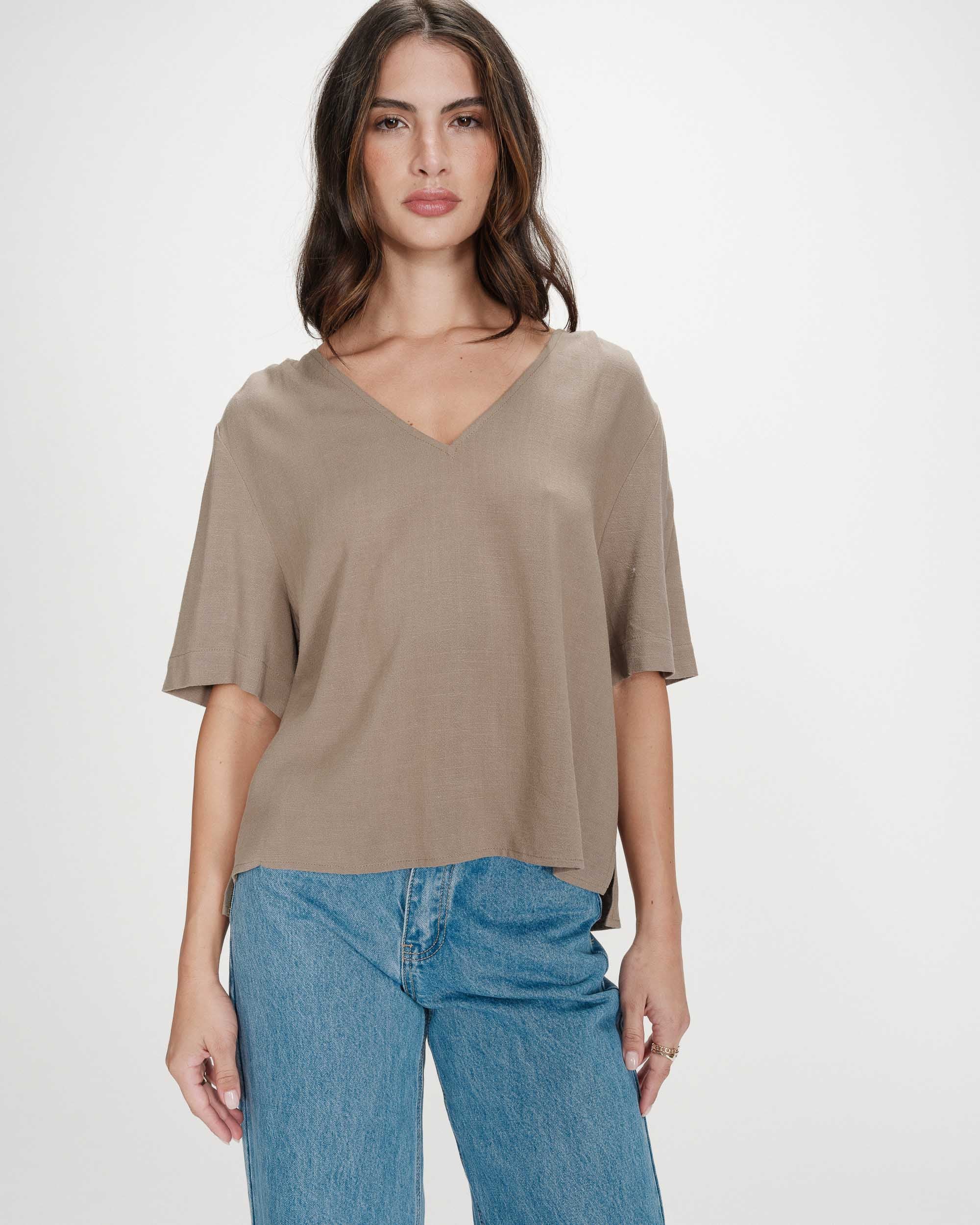 Top manches courtes kaki Violon