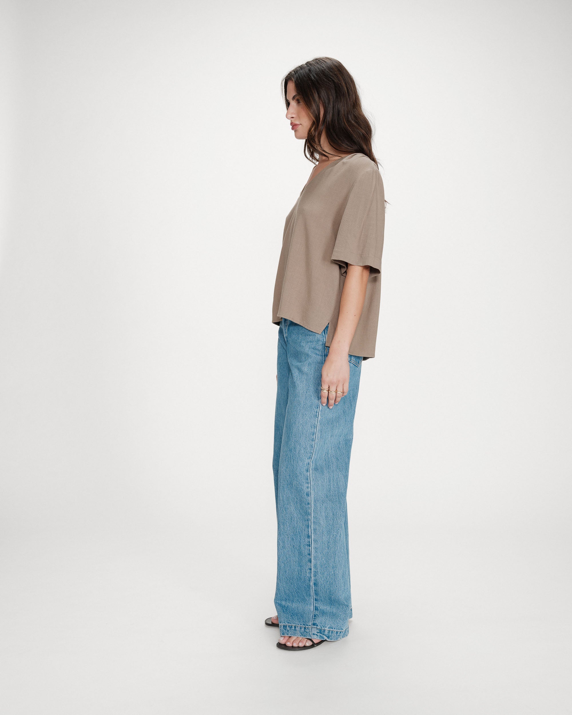 Top manches courtes kaki Violon