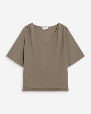 Top manches courtes fluide col V kaki Violon